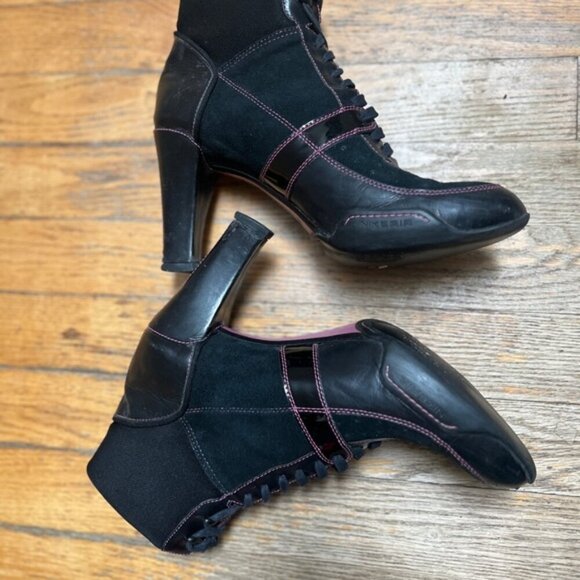 Cole Haan Nike Air Georgetown Granny Black Lace Up Heels Sz 7.5B - Picture 5 of 12